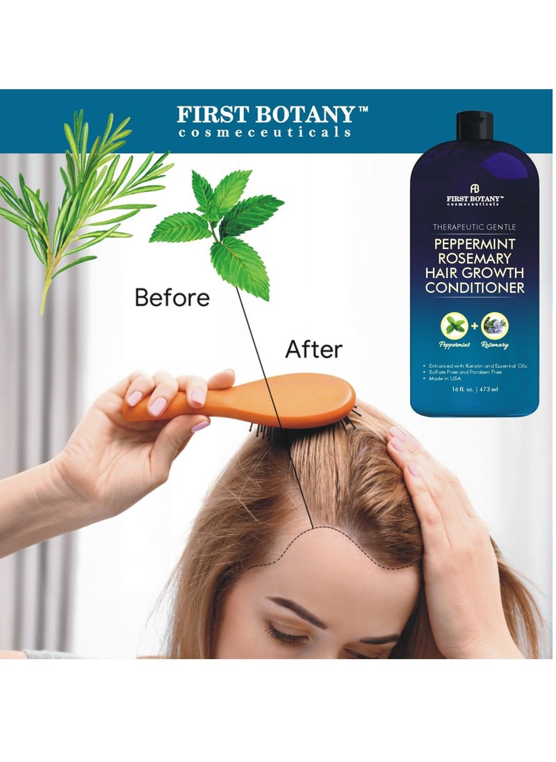 Peppermint Rosemary Hair Regrowth Conditioner - Anti Hair Loss product, Daily Hydrating, Detoxifying, Volumizing Conditioner and Fights Dandruff For Men and Women 16 fl oz