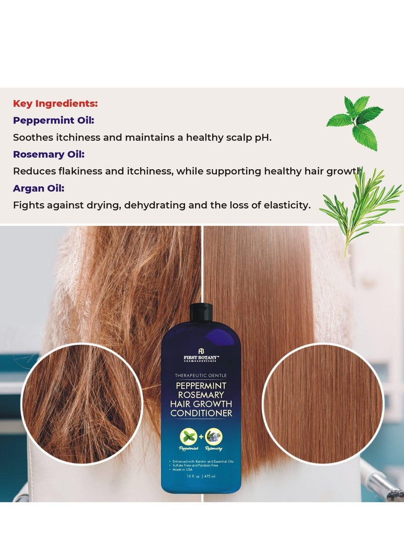 Peppermint Rosemary Hair Regrowth Conditioner - Anti Hair Loss product, Daily Hydrating, Detoxifying, Volumizing Conditioner and Fights Dandruff For Men and Women 16 fl oz