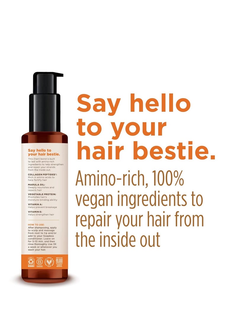 Soapbox Let's Bond Hair Treatment with Collagen Peptides - Repair Damaged Hair, Prevent Breakage, Nourish & Strengthen Fine, Frizzy Hair, Paraben Free & Color Safe, 5oz