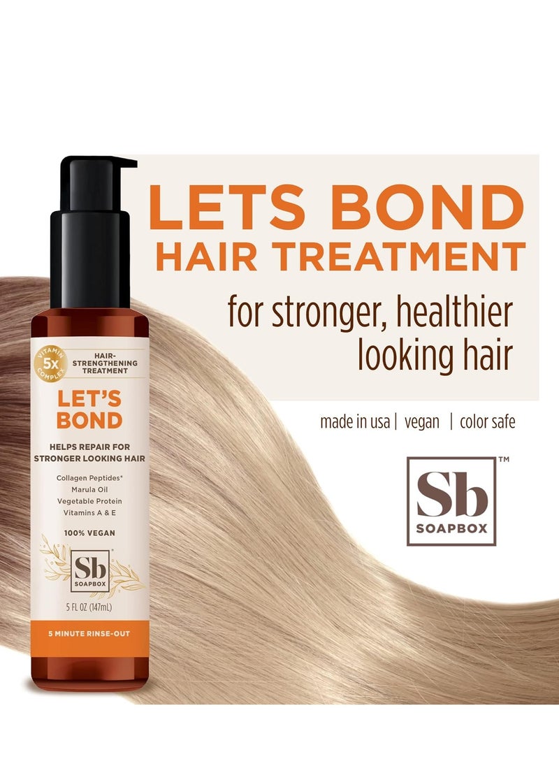 Soapbox Let's Bond Hair Treatment with Collagen Peptides - Repair Damaged Hair, Prevent Breakage, Nourish & Strengthen Fine, Frizzy Hair, Paraben Free & Color Safe, 5oz