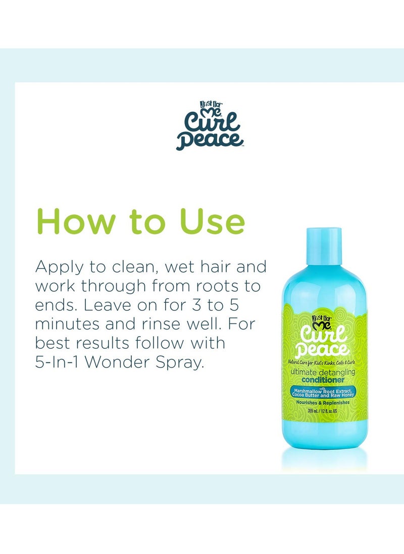 Just For Me Curl Peace Ultimate Detangling Conditioner (3 Pack) - Nourishes & Replenishes, Contains Marshmallow Root Extract, Cocoa Butter & Raw Honey, Sulfate Free, No Animal Testing, 12 oz