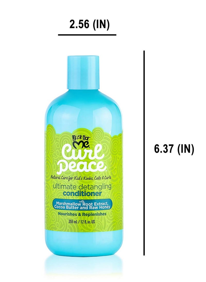 Just For Me Curl Peace Ultimate Detangling Conditioner (3 Pack) - Nourishes & Replenishes, Contains Marshmallow Root Extract, Cocoa Butter & Raw Honey, Sulfate Free, No Animal Testing, 12 oz