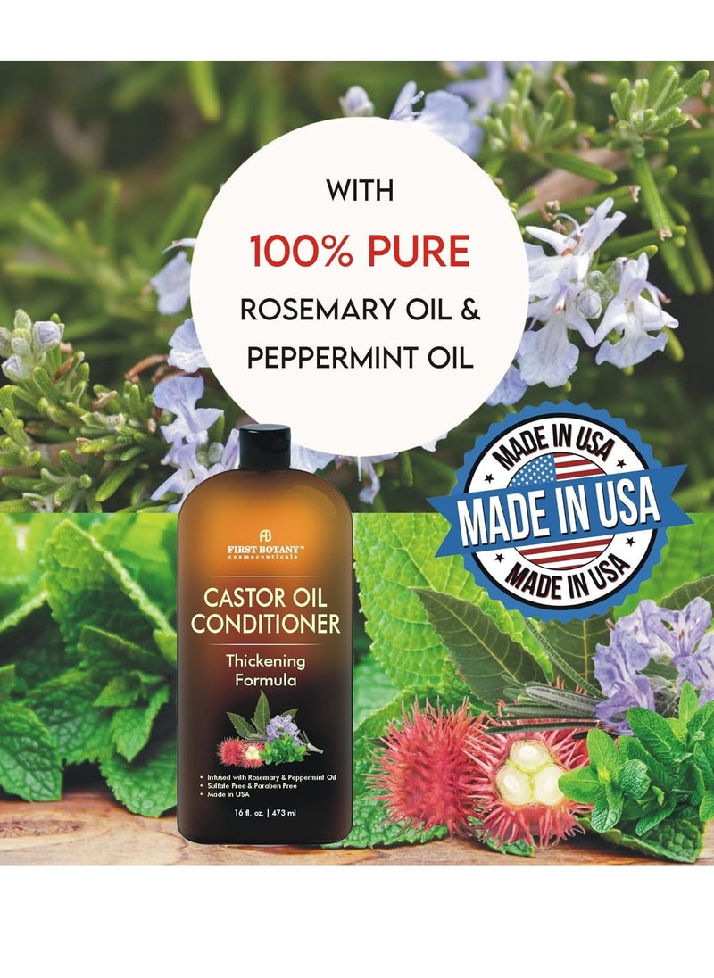 Castor Oil Conditioner - An Anti Hair Loss Conditioner Thickening formula For Hair Regrowth, Anti Thinning Sulfate Free For Men & Women Anti Dandruff Treatment 16 fl oz