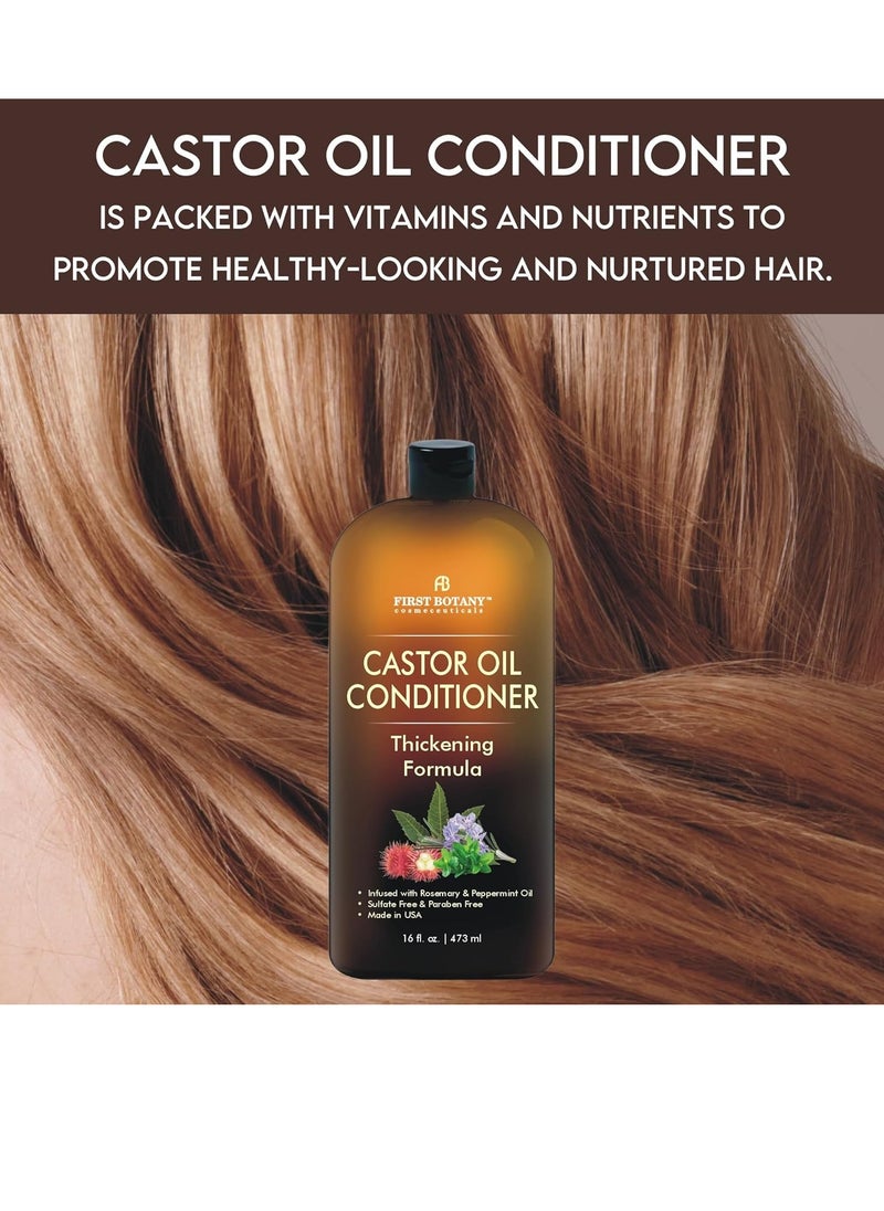 Castor Oil Conditioner - An Anti Hair Loss Conditioner Thickening formula For Hair Regrowth, Anti Thinning Sulfate Free For Men & Women Anti Dandruff Treatment 16 fl oz