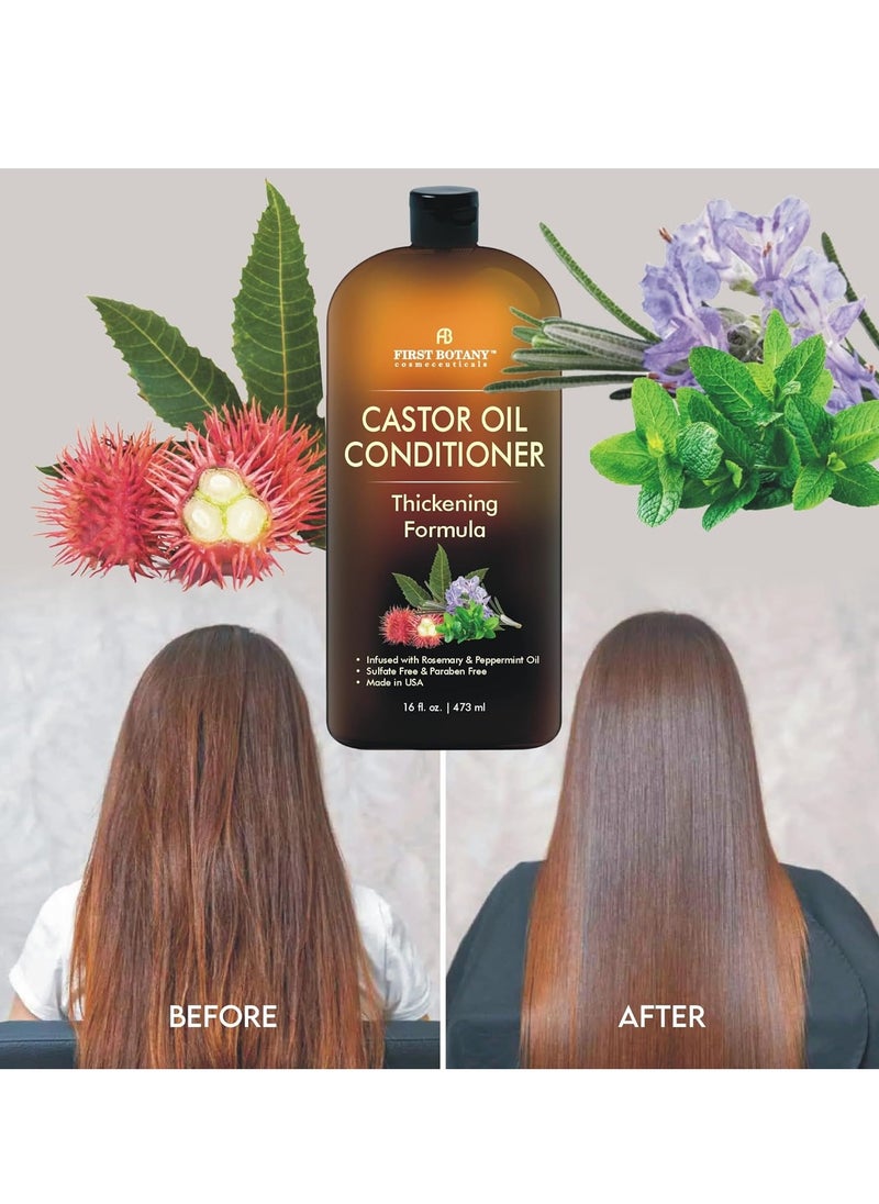 Castor Oil Conditioner - An Anti Hair Loss Conditioner Thickening formula For Hair Regrowth, Anti Thinning Sulfate Free For Men & Women Anti Dandruff Treatment 16 fl oz