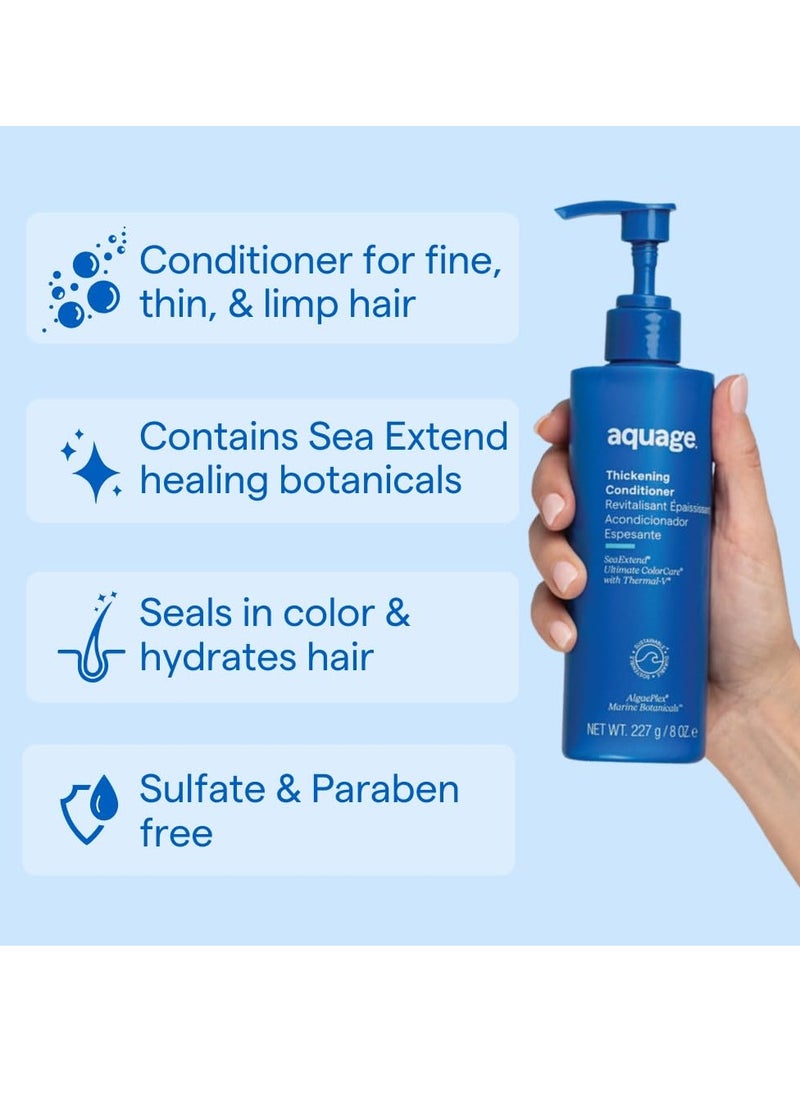Aquage SeaExtend Thickening Conditioner, Thermal-V Technology Seals Heat Out, Adds Volume, Shine, Fullness Without Frizz, 8 oz.