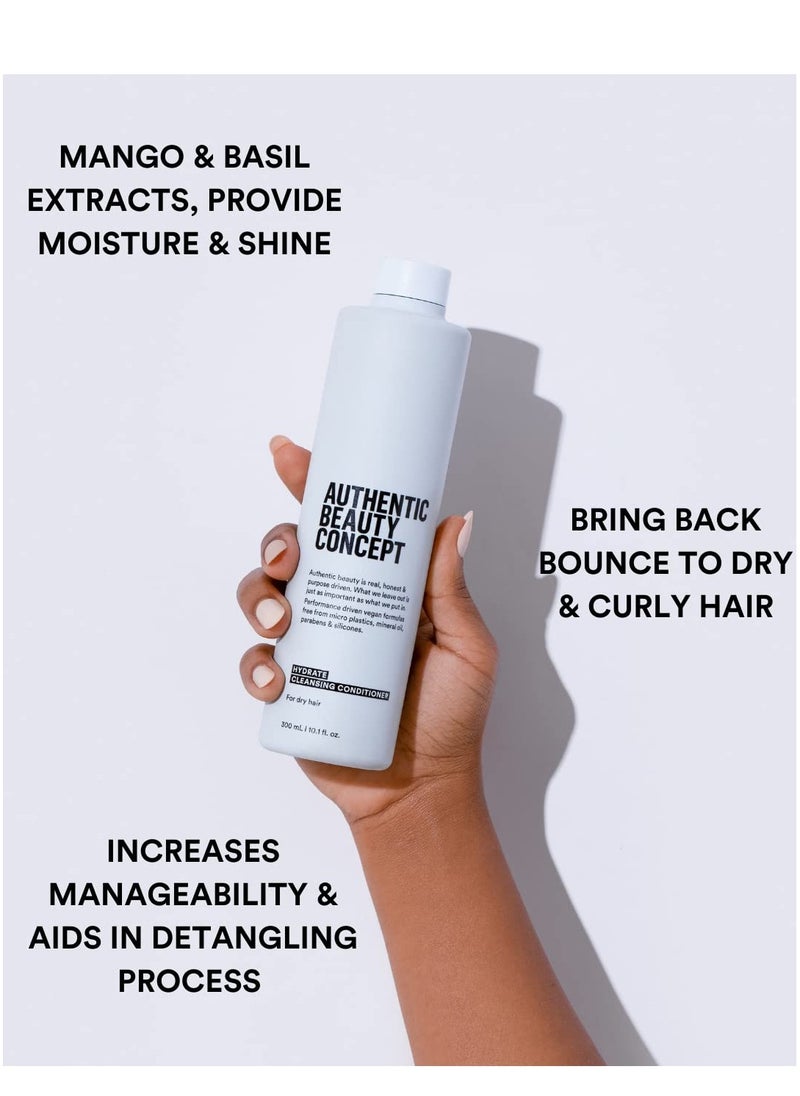 Authentic Beauty Concept Hydrate Cleansing Conditioner | Moisturizing Co-Wash | Increases Combability & Hydration | Normal To Dry or Curly Hair | Vegan & Cruelty-free | Silicone-free | 10.1 fl. oz.