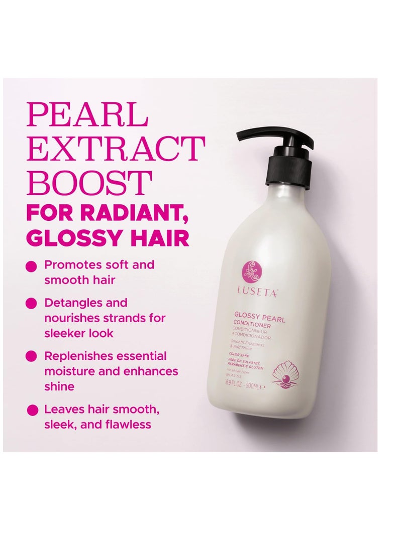 Luseta Glossy Pearl Conditioner for Smoothing and Nourishing Frizzy, Deep Moisturizing Conditioner with Pearl Extract, Awakening shine for Dull hair 16.9 fl.oz.