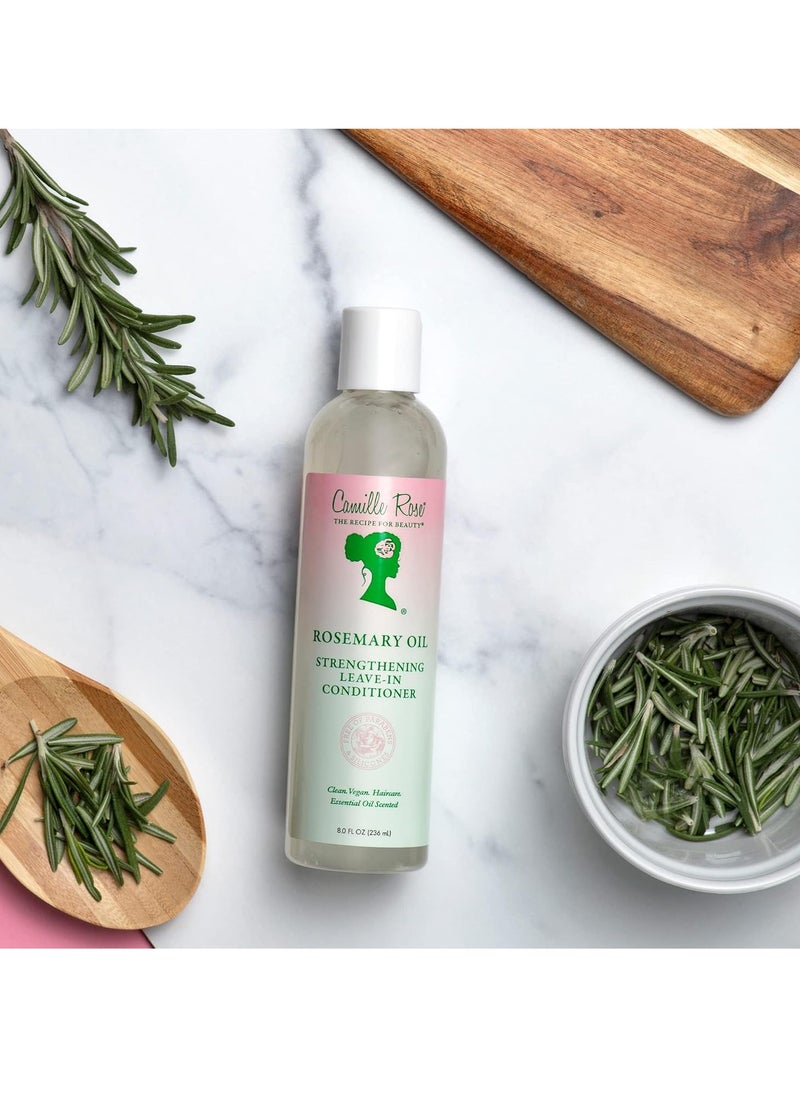 Camille Rose Rosemary Oil Strengthening Leave-In Conditioner, with Castor, Peppermint & Rosemary Oils to Encourage Hair Growth, Detangle & Moisturize, 8 fl oz