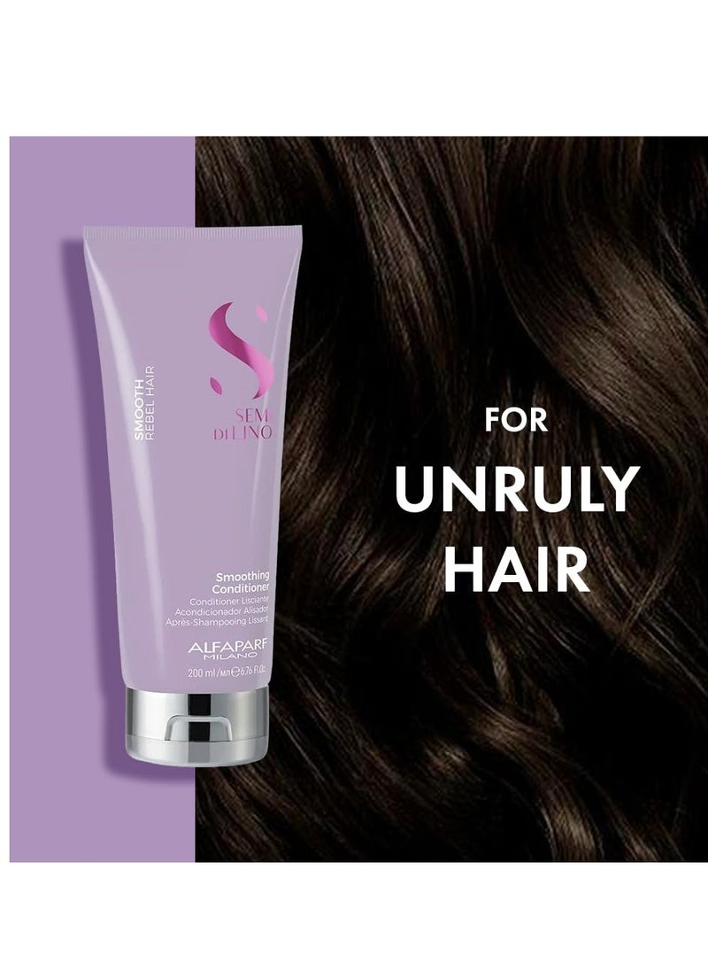 ALFAPARF MILANO Semi di Lino Smooth Conditioner for Frizzy and Rebel Hair - Detangles Hair - Controls Frizz - Straightens and Hydrates Unruly Hair, 6.76 fl. oz.