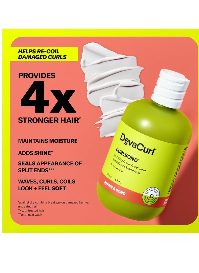 DevaCurl CurlBond Re-Coiling Cream Conditioner | Re-links Broken Bonds | Strengthens| Seals Split Ends | Preserves Color Up to 30 Washes