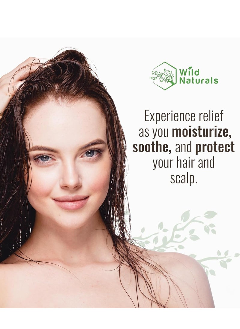 Wild Naturals Sulfate Free Conditioner : With Manuka Honey + Aloe Vera, For Hair Loss, Thinning Hair, and Itchy Dry Scalp. Anti Dandruff, Moisturizing, 98% Natural, 80% Organic Healing Plant-Based