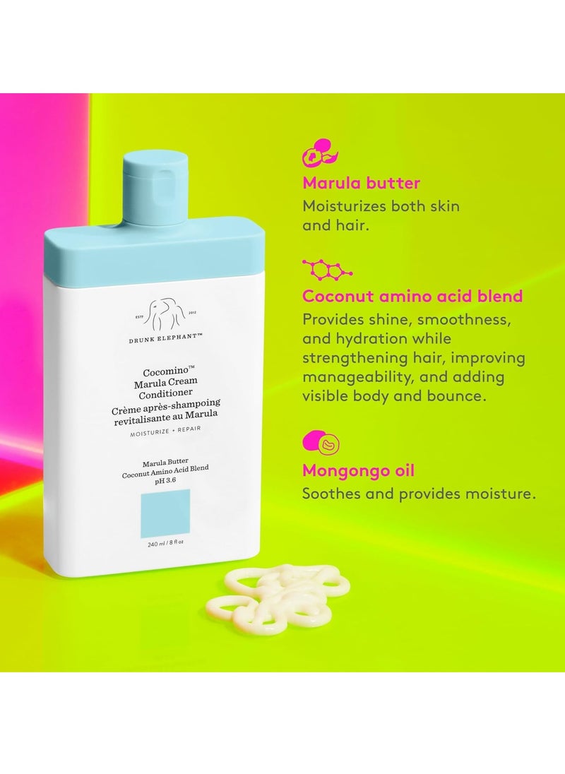 Drunk Elephant Cocomino Marula Cream Conditioner. Concentrated and Scalp-Friendly Nourishing Conditioner for Hair (240 mL / 8 Fl Oz)