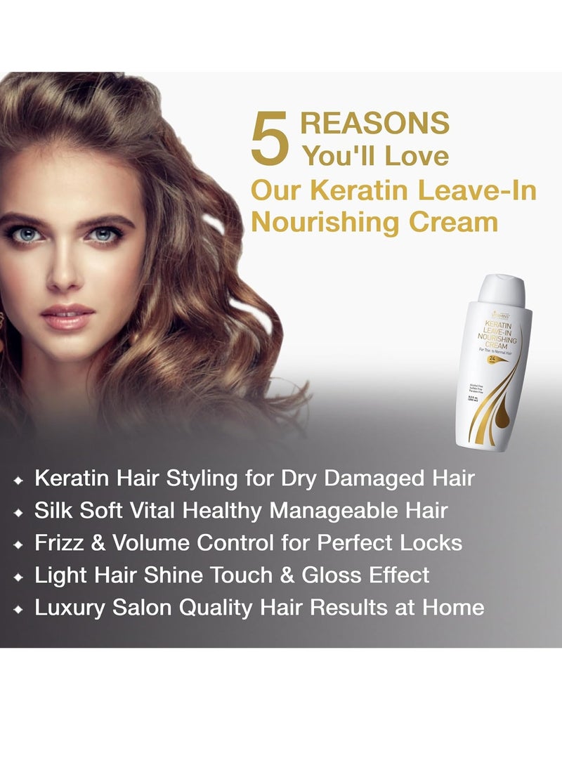 Vitamins Keratin Leave In Conditioner Moisturizer - Thin to Normal Hair Care Moisturizing Hydrating Detangler Cream for Dry Damaged Hair