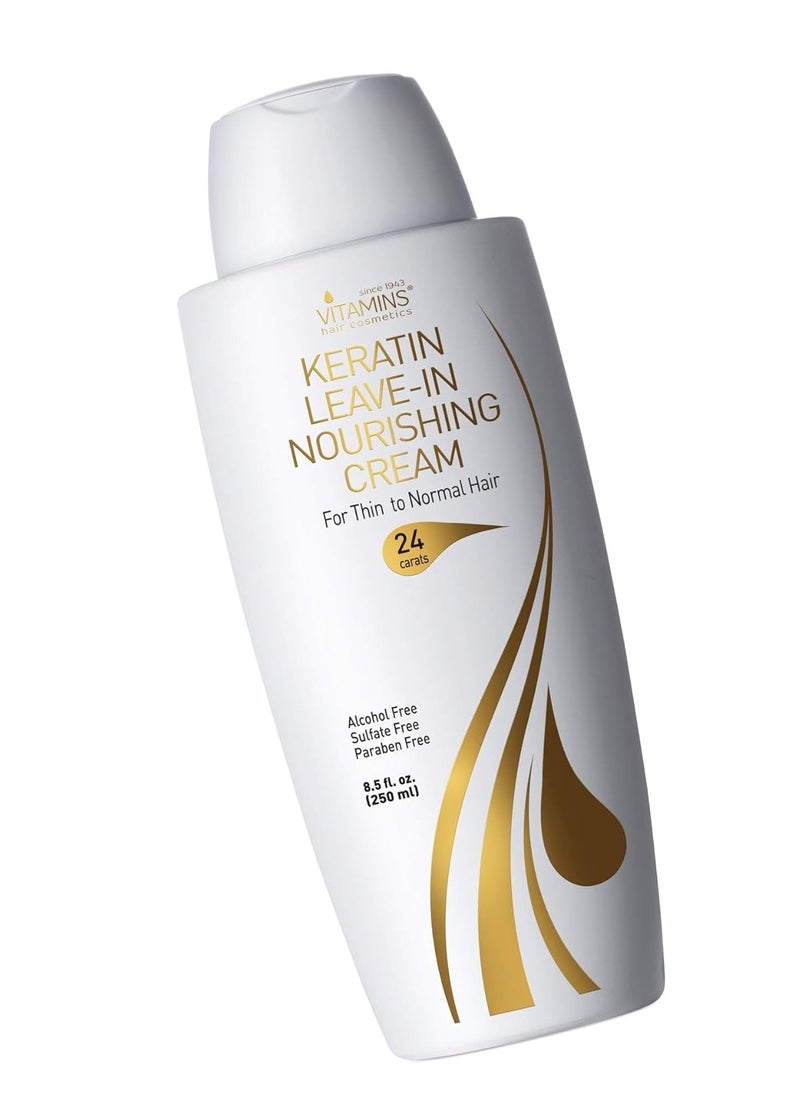 Vitamins Keratin Leave In Conditioner Moisturizer - Thin to Normal Hair Care Moisturizing Hydrating Detangler Cream for Dry Damaged Hair
