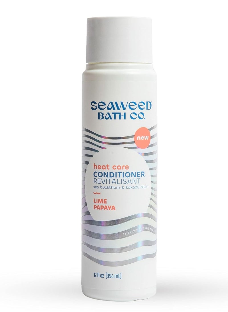Seaweed Bath Co. Heat Care Conditioner, Lime Papaya Scent, 12 Ounce, Sustainably Harvested Seaweed, Sea Buckthorn, Kakadu Plum, For Heat Damaged Hair