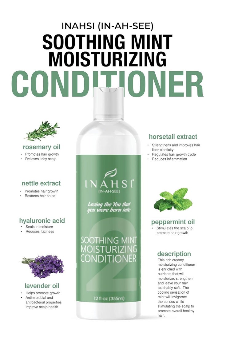 Soothing Mint Moisturizing Conditioner, 12 oz - Plant-Based Formula for Naturally Curly Hair, Hair Products for Men, Women, and Kids, Made in USA