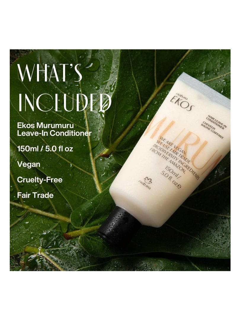 natura Ekos Murumuru Anti-Damage Leave-In 5 fl oz (150ml) - Reconstructs Hair Fiber, Reduces Frizz, Detangles, and Repairs Split Ends, Vegan, Not Tested On Animals, Unisex, For Frizzy Hair