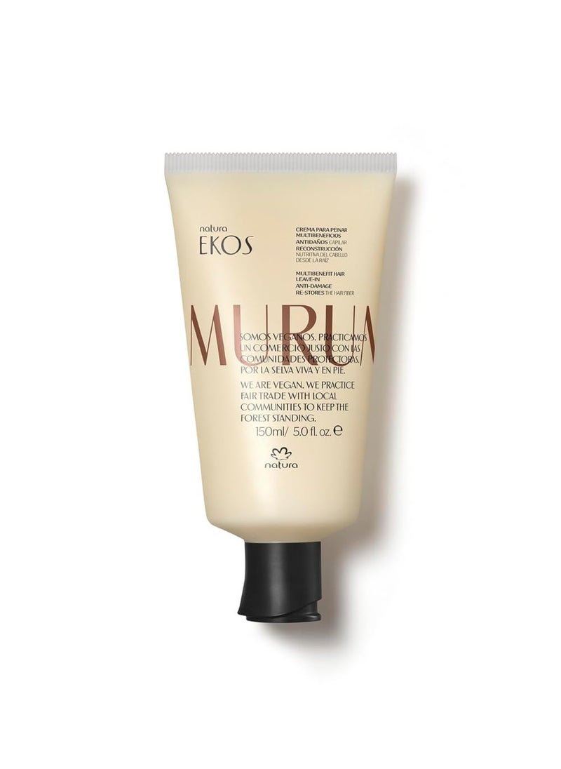 natura Ekos Murumuru Anti-Damage Leave-In 5 fl oz (150ml) - Reconstructs Hair Fiber, Reduces Frizz, Detangles, and Repairs Split Ends, Vegan, Not Tested On Animals, Unisex, For Frizzy Hair
