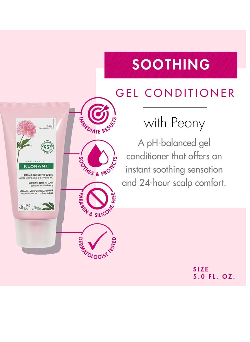 Klorane Gel Conditioner with Peony, Soothing Relief for Dry Itchy Flaky Sensitive Scalp, pH Balanced, Provides Scalp Comfort