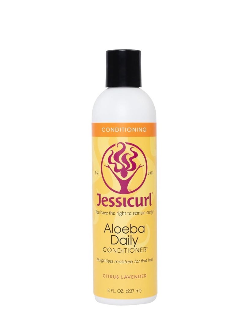 Jessicurl, Aloeba Daily Conditioner for Curly Hair, Citrus Lavender, 8 Fl oz. Leave in Conditioner and Hair Detangler for Fine Hair