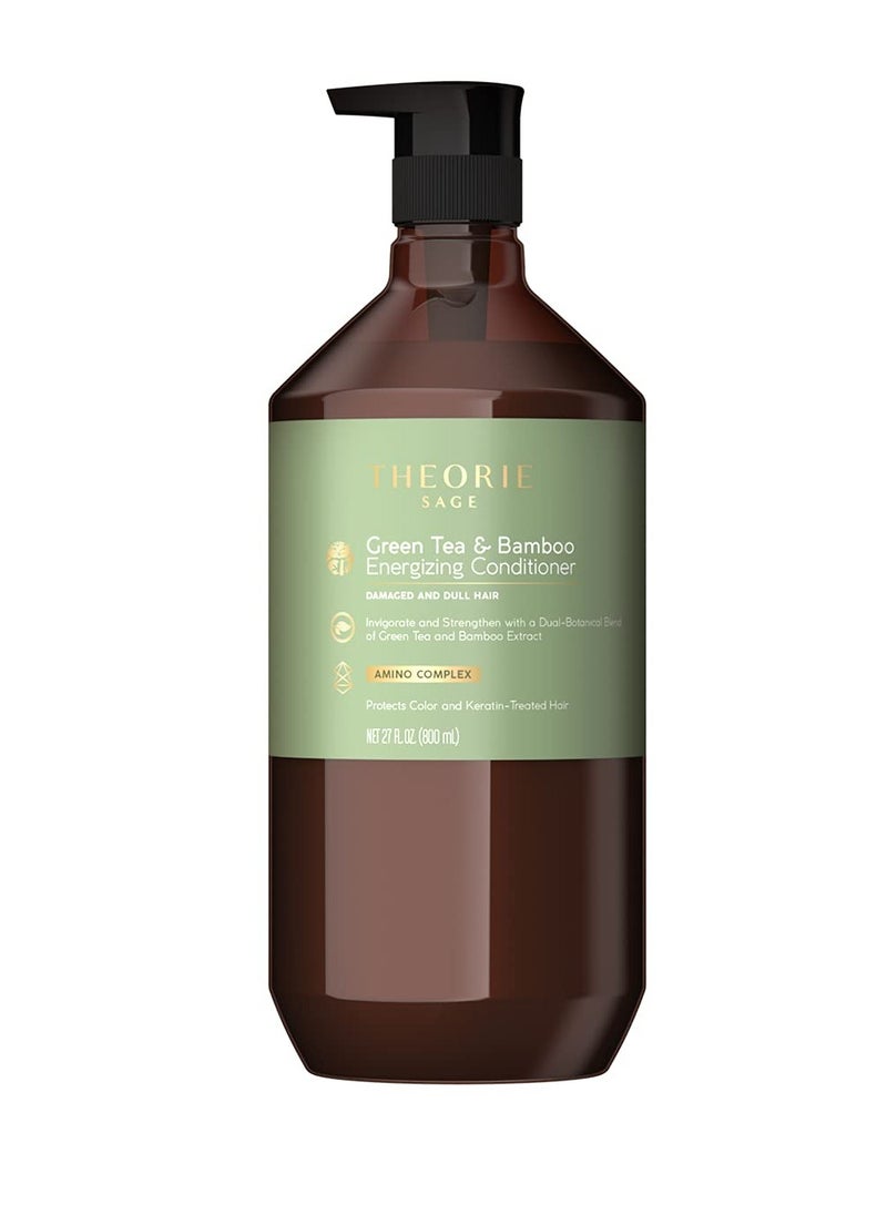 Theorie Green Tea and Bamboo - Energizing Conditioner - Irresistible Scent of Green Tea, Jasmine, Amber & Cypress - For Damaged & Dull Hair - Color & Keratin Safe - 800mL