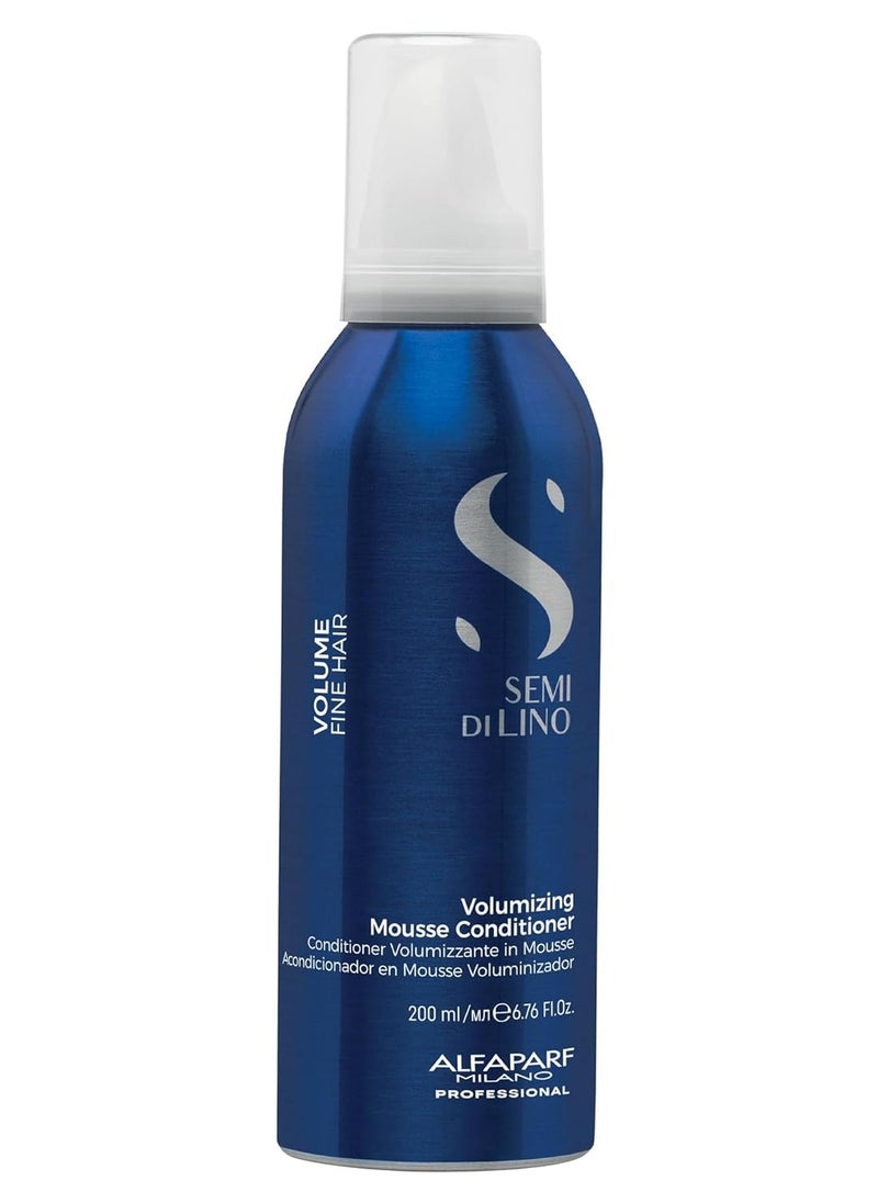Alfaparf Milano Semi Di Lino Volume Mousse Conditioner for Fine Hair - Anti Frizz Hair Conditioner to Add Volume & Body - Hair Thickening Foam - Sulfate Free & Professional Salon Quality (6.76 Fl Oz)