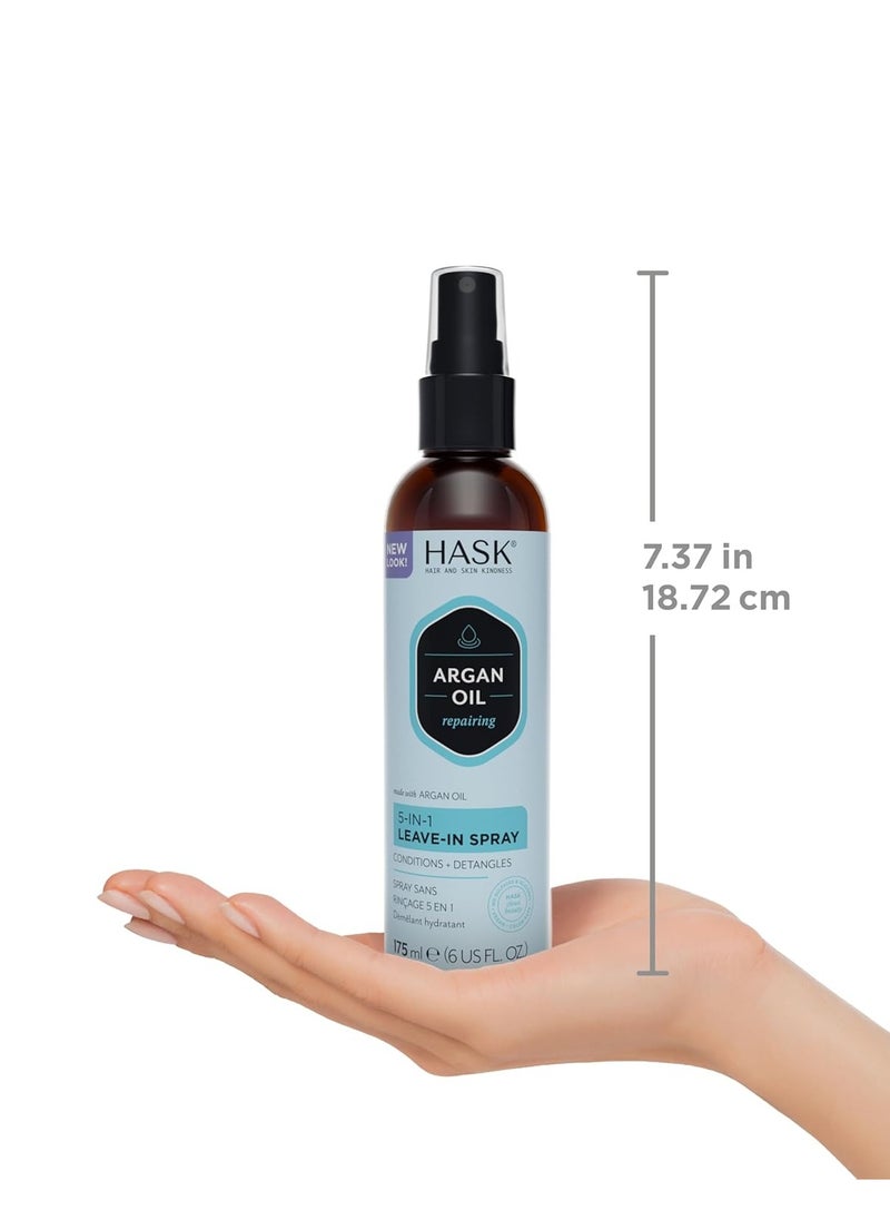 HASK Argan Oil 5-in-1 Leave-In Conditioner Duo (6oz-Qty 2) & Argan Oil Repairing Deep Conditioner Packette, Color Safe, Sulfate-Free, Paraben-Free, Gluten-Free, for All Hair Types