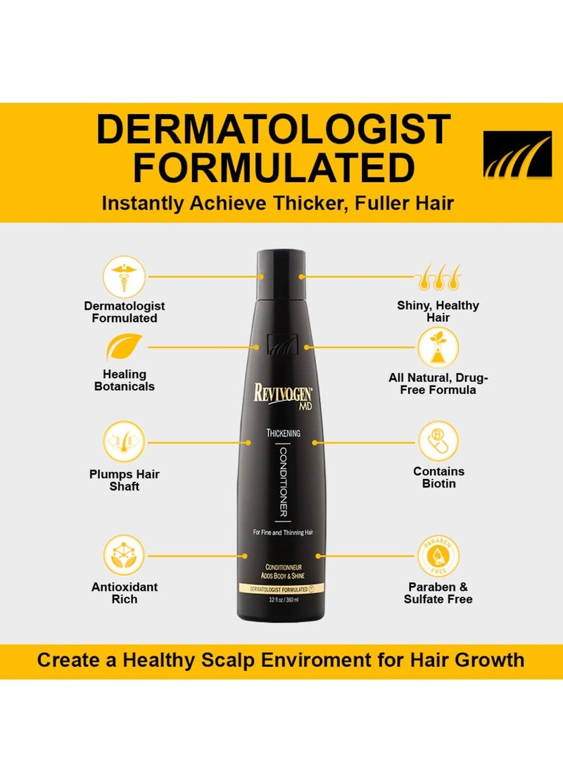 Revivogen MD Thickening Conditioner, Conditioner for Thinning Hair, Hair Loss Conditioner, Thickening Conditioner Men/Women, Conditioner for Hair Loss, 12 Fl oz