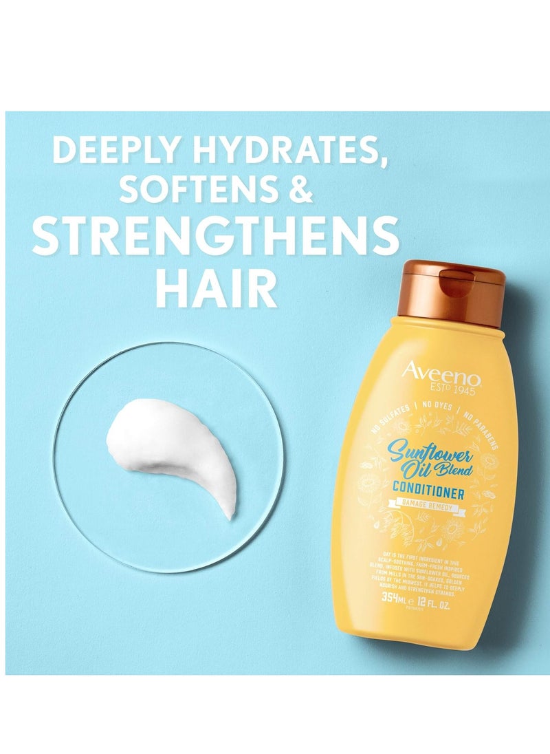 Aveeno Sunflower Oil Blend Conditioner, for Dry Damaged Hair, Dye, Paraben & Sulfate Surfactants Free, 12oz