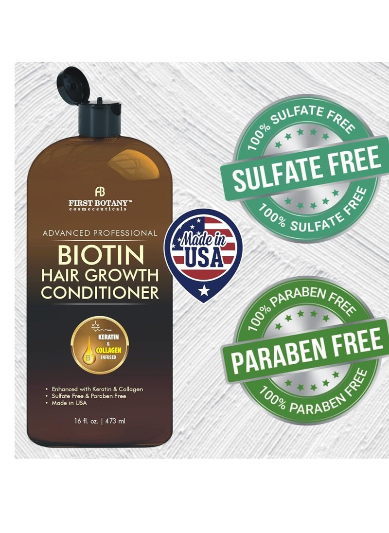 Hair Regrowth and Anti Hair Loss Conditioner 16 fl oz, with DHT blockers, Collagen & Stem Cells- Daily Hydrating, Detoxifying, Volumizing Conditioner For Men and Women