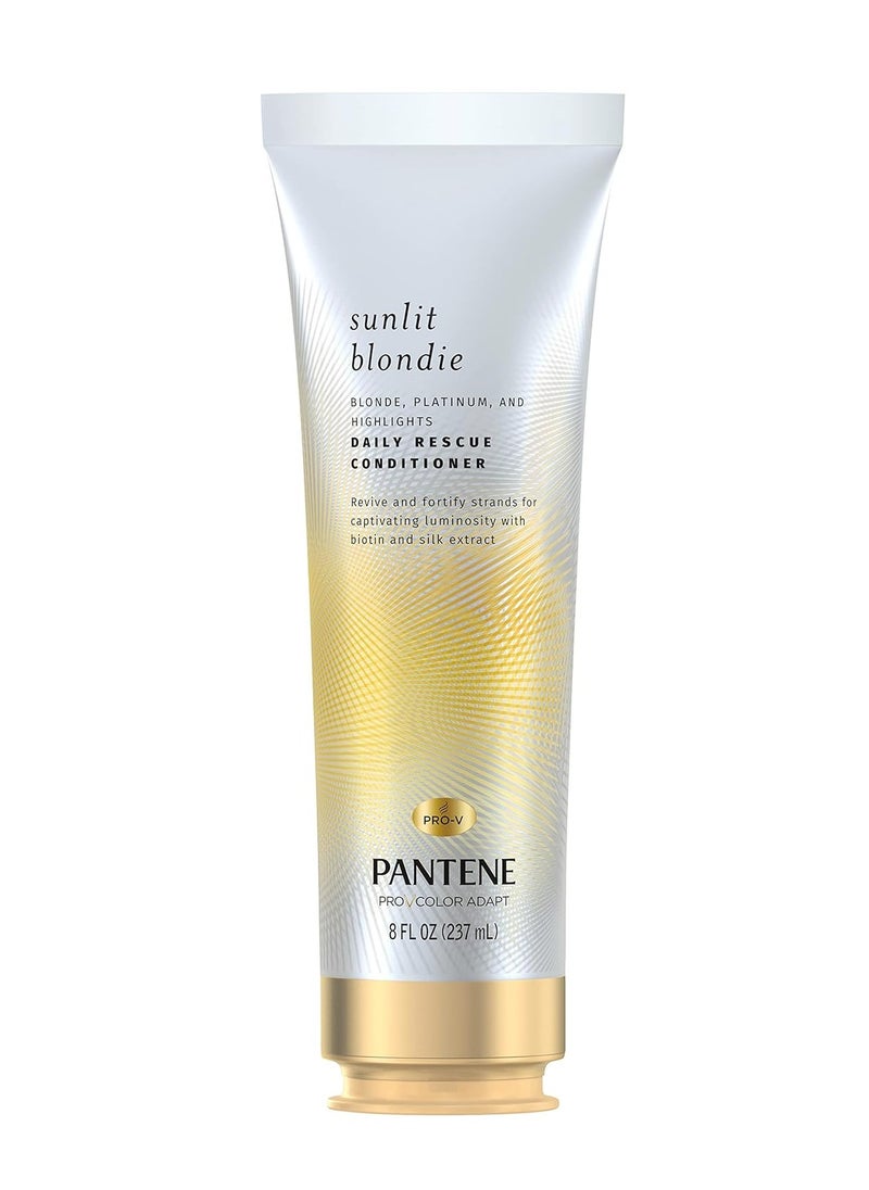 Pantene Sunlit Blondie Daily Rescue Conditioner Toner For Blonde Hair, Treatment for Color Treated Hair, with Biotin and Silk Extract, 8 Fl Oz