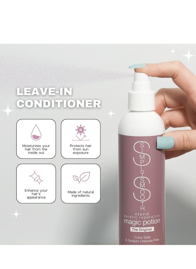 SIMPLY SMOOTH Magic Potion Original Leave In Conditioner Detangler & Heat Protection Styling Spray Repair & Reduce Breakage Color Safe & Sodium Chloride Free 8.5oz