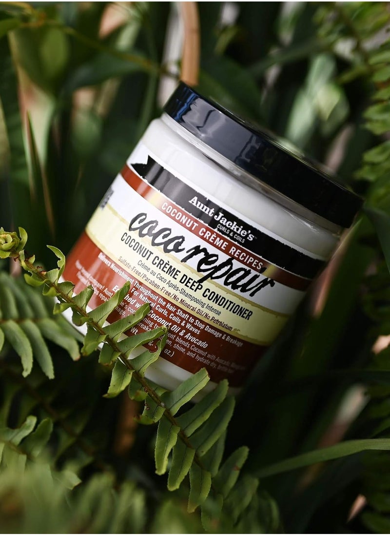 Aunt Jackie's Coconut Crème Recipes Coco Repair Deep Hair Conditioner, Delivers Nourishment, Stops Damage, Breakage for Natural Curls - 511 g / 18 oz