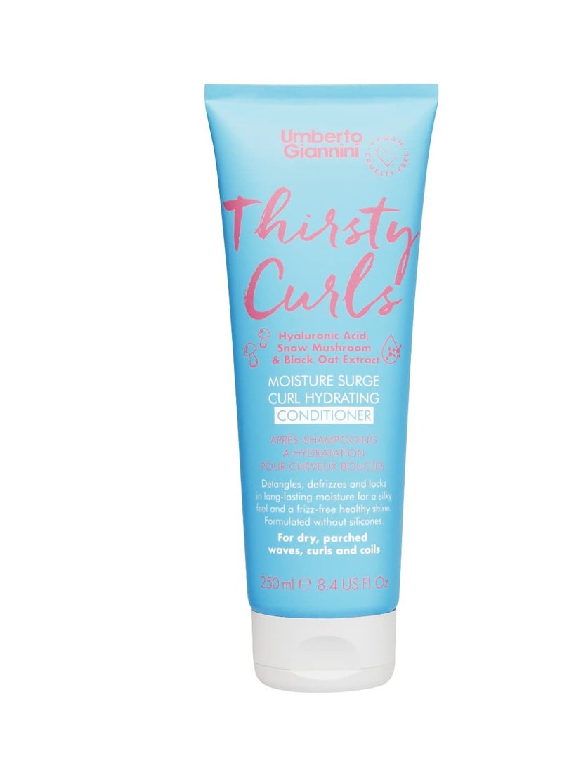 Umberto Giannini Thirsty Curls Moisture Surge Curl Hydrating Conditioner 8.4 fl Oz - for Dry & Dehydrated 2a-4c Curly, Wavy & Coily Hair - Vegan & Cruelty Free - Silicone, Sulfate & Paraben Free
