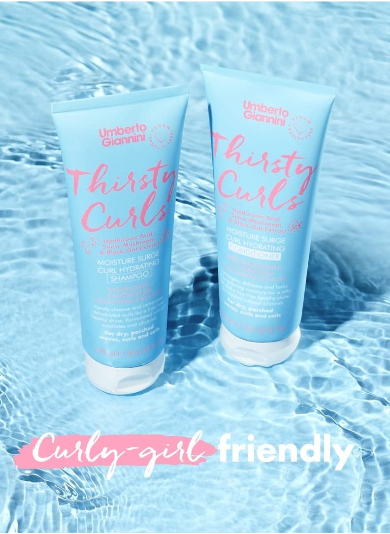 Umberto Giannini Thirsty Curls Moisture Surge Curl Hydrating Conditioner 8.4 fl Oz - for Dry & Dehydrated 2a-4c Curly, Wavy & Coily Hair - Vegan & Cruelty Free - Silicone, Sulfate & Paraben Free