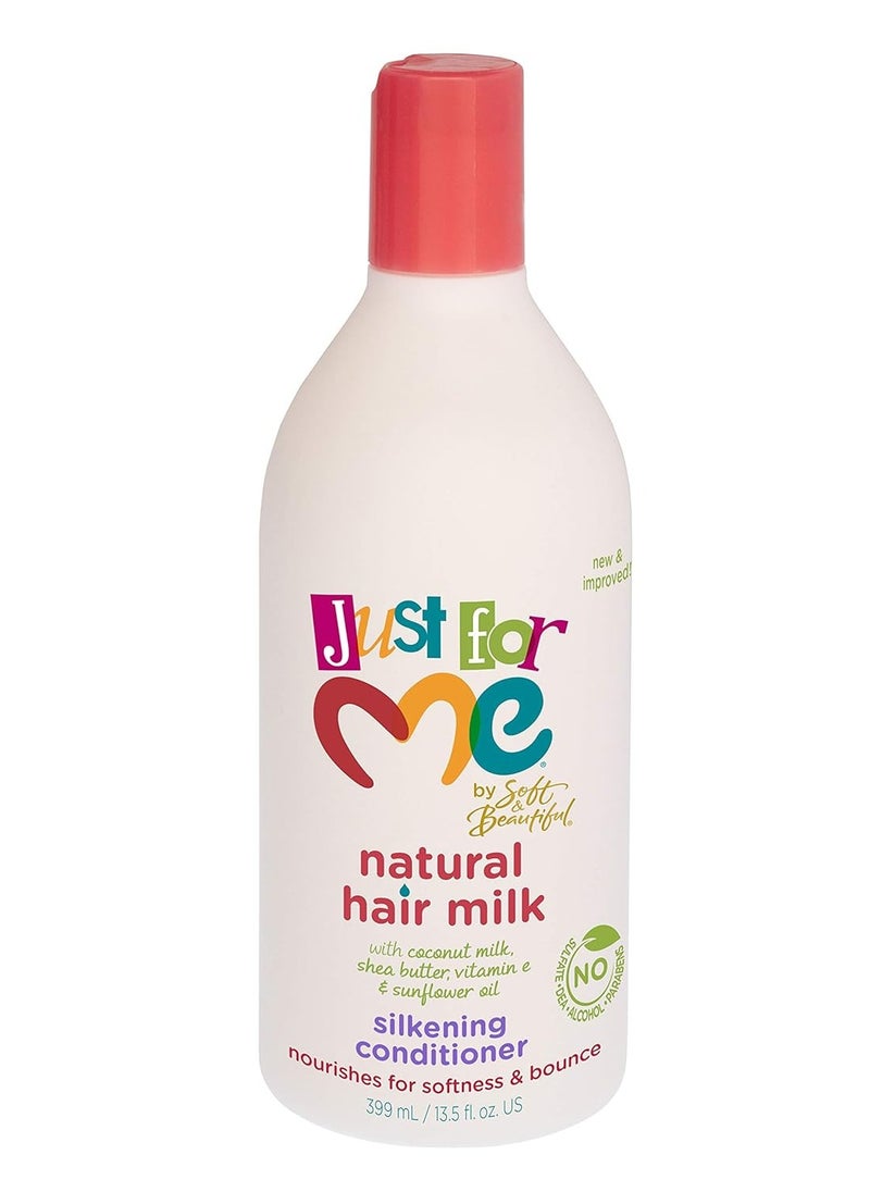 Just For Me Natural Hair Milk Silkening Conditioner, Nourishes For Softness & Bounce, With Coconut Milk, Shea Butter, Vitamin E & Sunflower Oil, 13.5 Ounce (3 Pack)