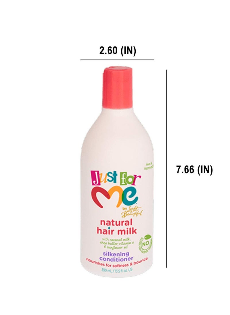 Just For Me Natural Hair Milk Silkening Conditioner, Nourishes For Softness & Bounce, With Coconut Milk, Shea Butter, Vitamin E & Sunflower Oil, 13.5 Ounce (3 Pack)