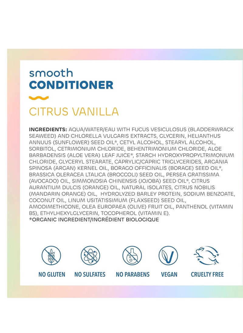 Seaweed Bath Co. Smooth Conditioner, Citrus Vanilla Scent, 12 Ounce, Sustainably Harvested Seaweed, Borage and Broccoli Seed Oils, For Curly and Frizzy Fine Hair