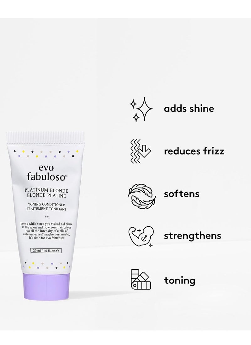 EVO Fabuloso Platinum Blonde Color Toning Conditioner - Color-Treated Hair Conditioner - Helps Maintain Color Depth, Tone & Shine - Travel Size, 30ml / 1.01fl.oz
