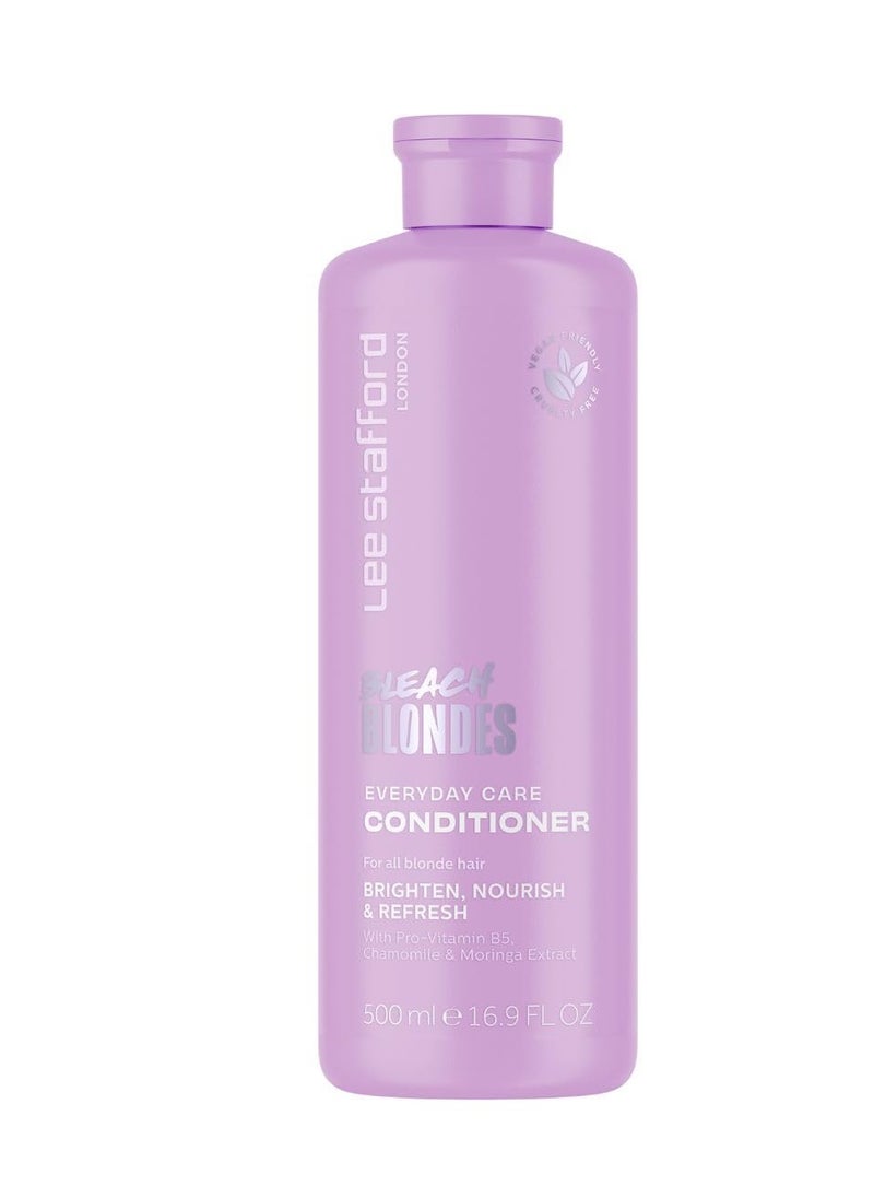 Lee Stafford Daily Blonde Conditioner | Bleach Blondes Everyday Care - Best to Neutralize Yellow Tones, Brighten & Refresh for a Lighter Blonde, Hydrating for Dry, Damaged Colored Hair, 16.7 Fl Oz