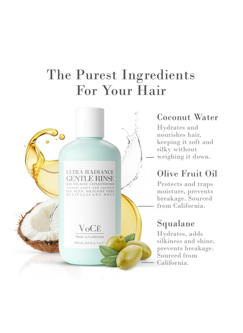 VoCÊ Haircare Gentle Rinse Vegan & Cruelty-Free Conditioner| Clean Haircare, Color Safe, Paraben and Sulfate Free, Ultra Radiance, Hydrating, Shine Enhancing (8.5 oz | 250 ml)