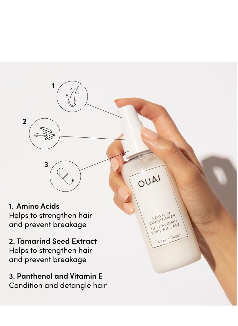 OUAI Travel-Size Hair Care Bundle - Leave-In Conditioner + Hair Oil - Hair Styling Products for Frizz Control, Heat Protection, Detangling, and Added Shine - (2 Count, 1.5 Oz/ 0.45 Oz)