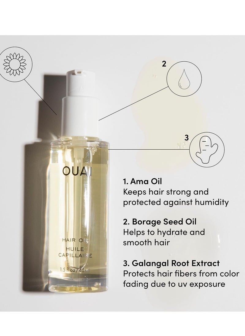 OUAI Travel-Size Hair Care Bundle - Leave-In Conditioner + Hair Oil - Hair Styling Products for Frizz Control, Heat Protection, Detangling, and Added Shine - (2 Count, 1.5 Oz/ 0.45 Oz)