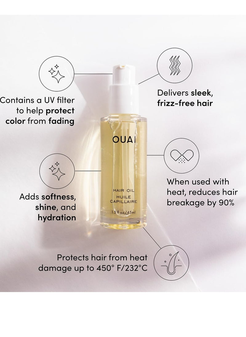OUAI Travel-Size Hair Care Bundle - Leave-In Conditioner + Hair Oil - Hair Styling Products for Frizz Control, Heat Protection, Detangling, and Added Shine - (2 Count, 1.5 Oz/ 0.45 Oz)