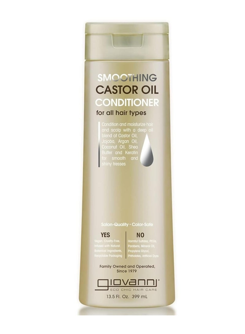 GIOVANNI Smoothing Castor Oil Conditioner All Hair Types, Moisturize Hair & Scalp, Hydrate & Tame Frizz, Jojoba, Argan Oil, Coconut Oil, Shea Butter, Keratin 13.5 fl oz