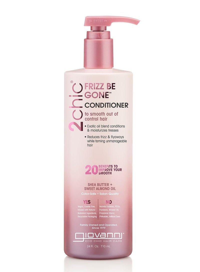 GIOVANNI 2chic Frizz Be Gone Conditioner - Anti-Frizz Natural Hair Smoothing Formula with Shea Butter & Sweet Almond Oil, Macadamia, Paraben Free, Color Safe 24 fl oz