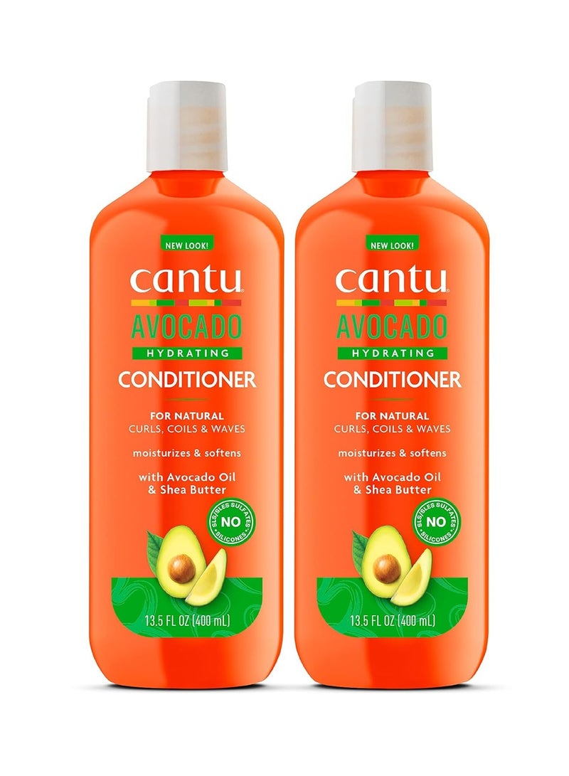 Cantu Avocado Hydrating Silicone-Free Conditioner with Pure Shea Butter 13.5 fl oz (Pack of 2)