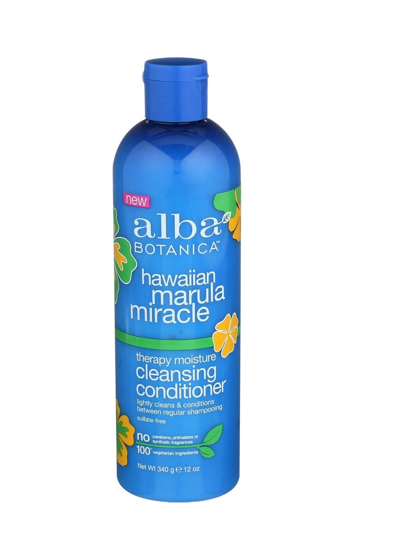 Alba Botanica Hawaiian Marula Miracle Haircare Therapy Moisture Cleansing Conditioner, 12 Ounce