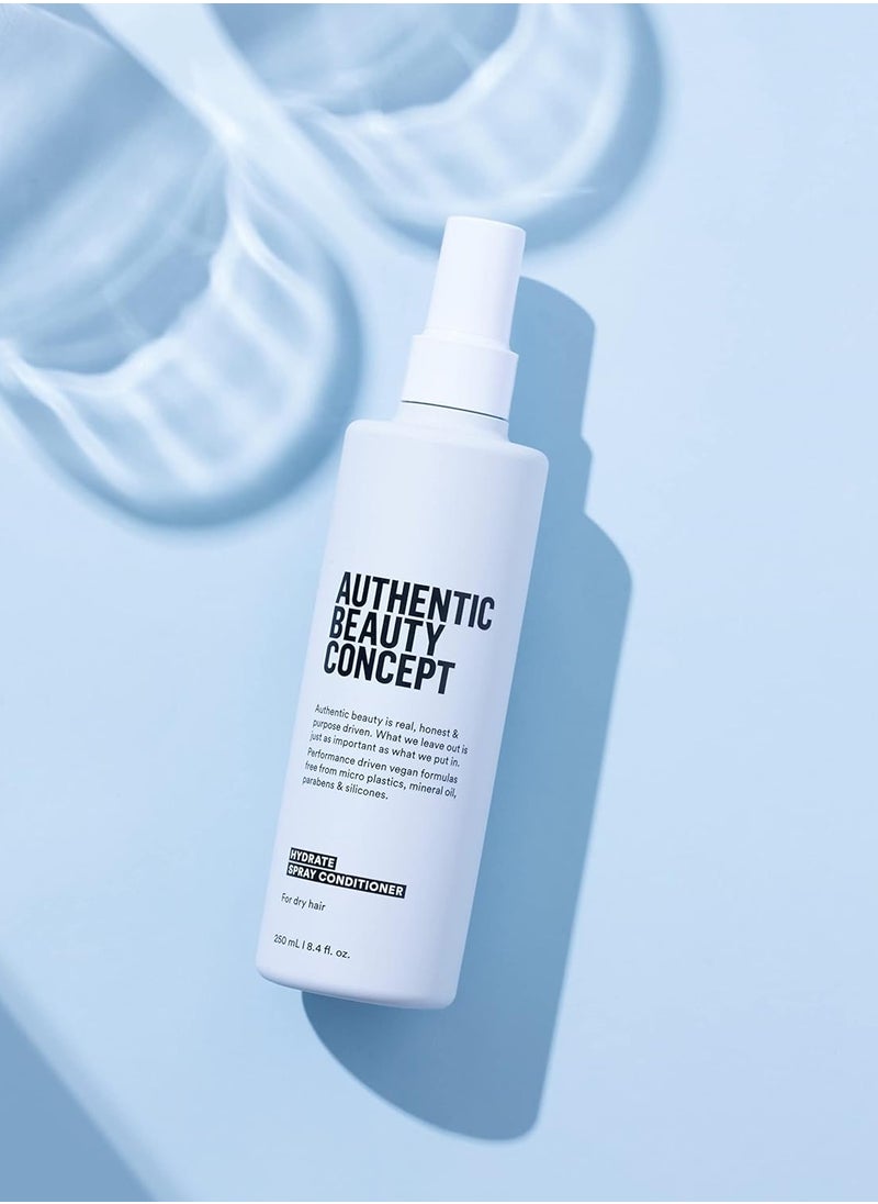 Authentic Beauty Concept Hydrate Spray Conditioner | Lightweight Leave-In Spray | Adds Moisture & Manageability | Normal To Dry or Curly Hair | Vegan & Cruelty-free | Silicone-free | 8.4 fl. oz.